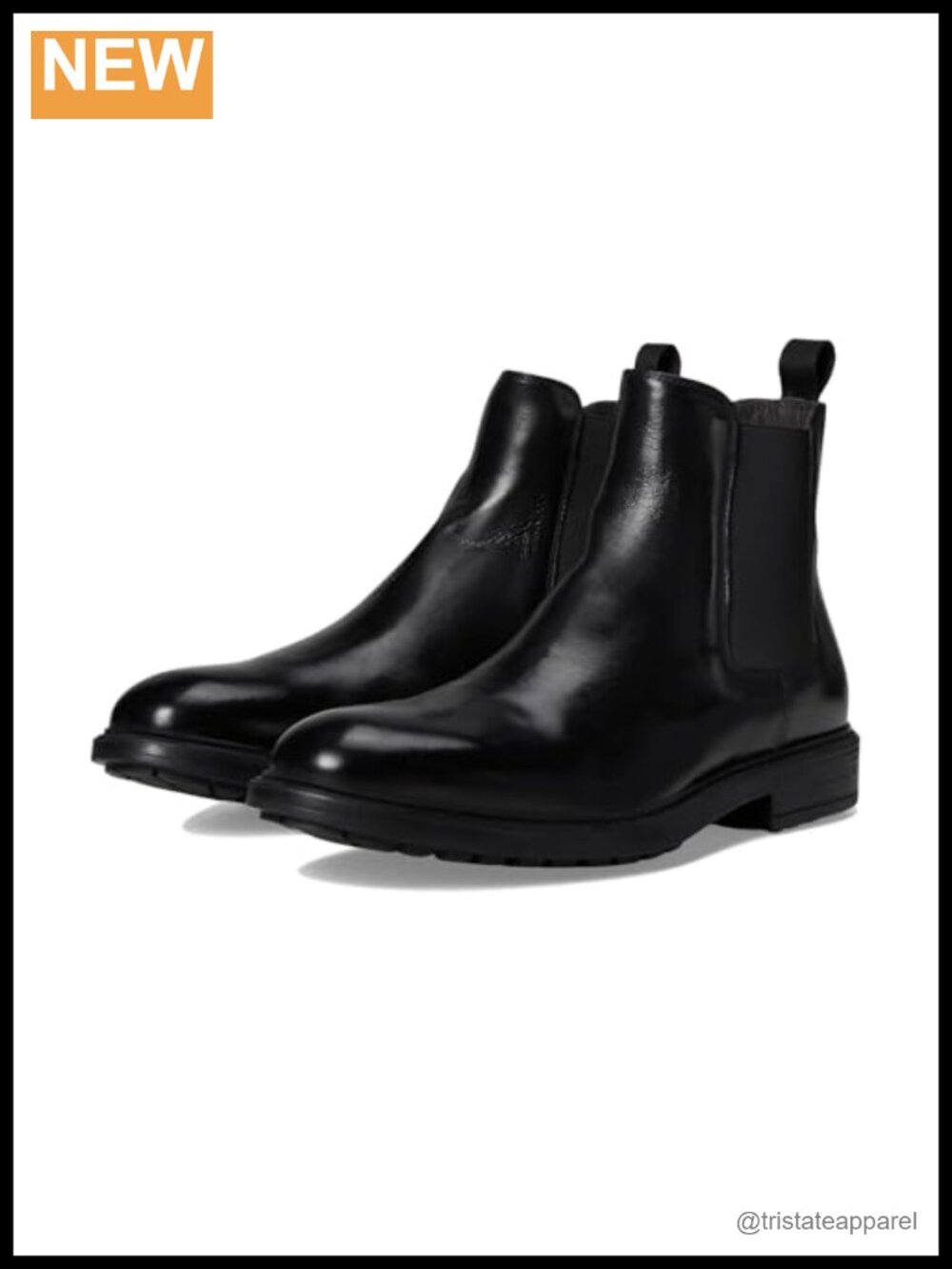 Italian Calfskin Leather Chelsea Ankle Boot Round Toe Block Heel